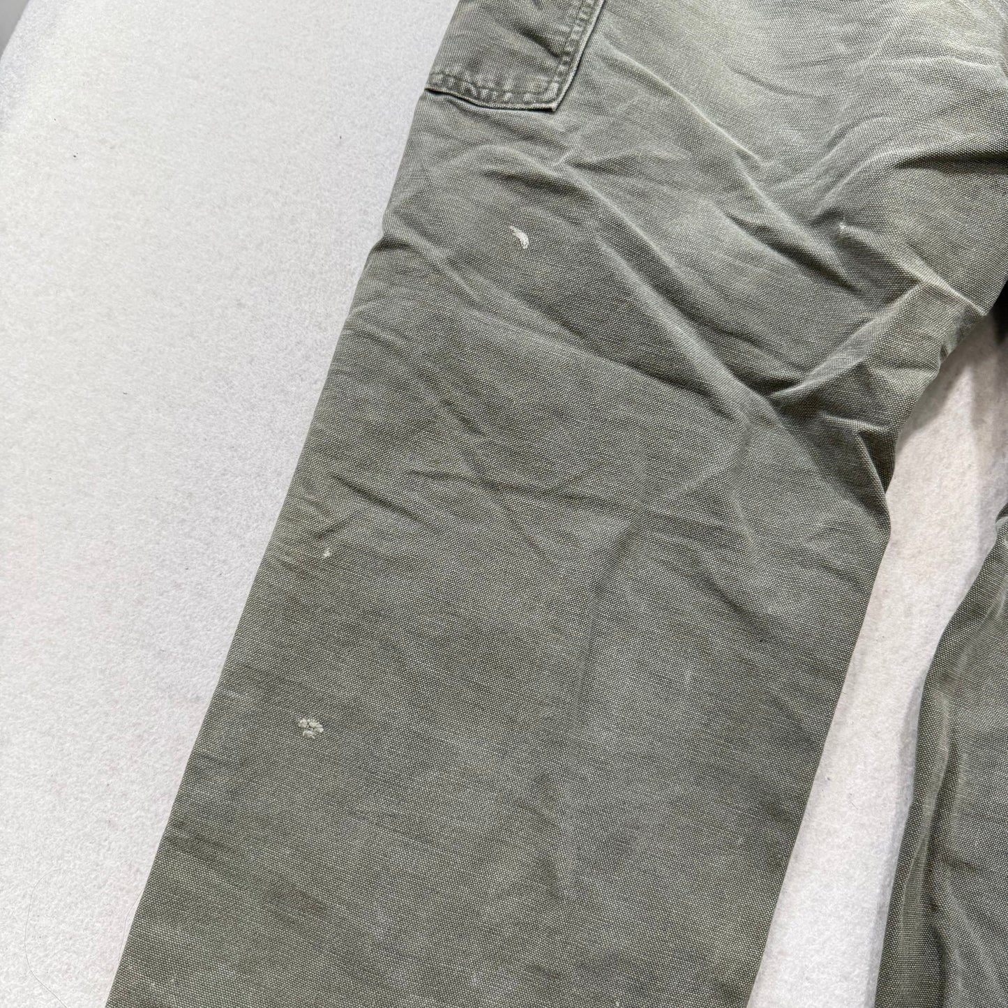 Carhartt Men's Moss Green Cotton Carpenter Pants Tool Pockets Workwear Waist 36