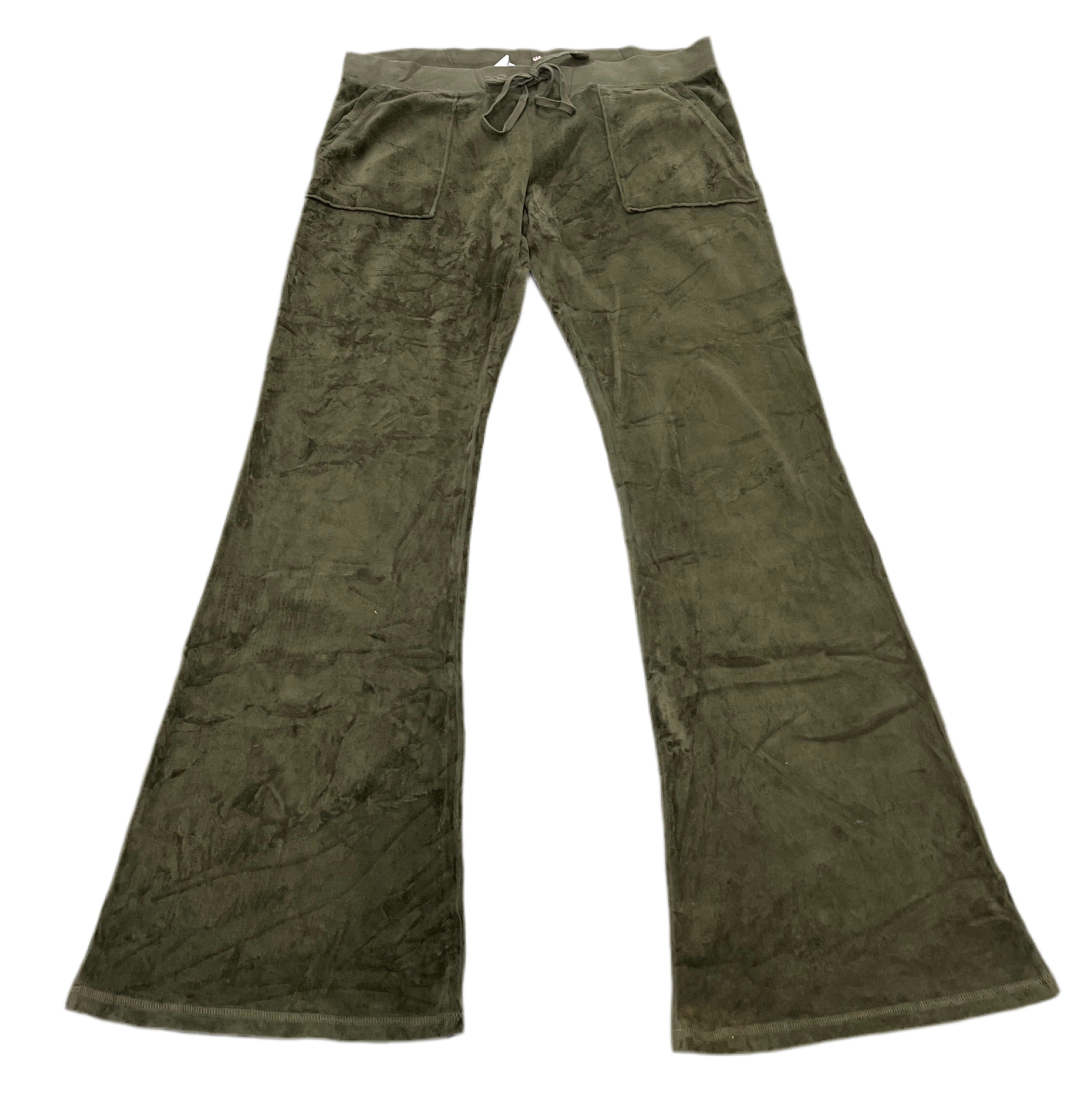 Green VINTAGE Velour Juicy Couture Flared Back SNAP POCKET Pants SIZE M