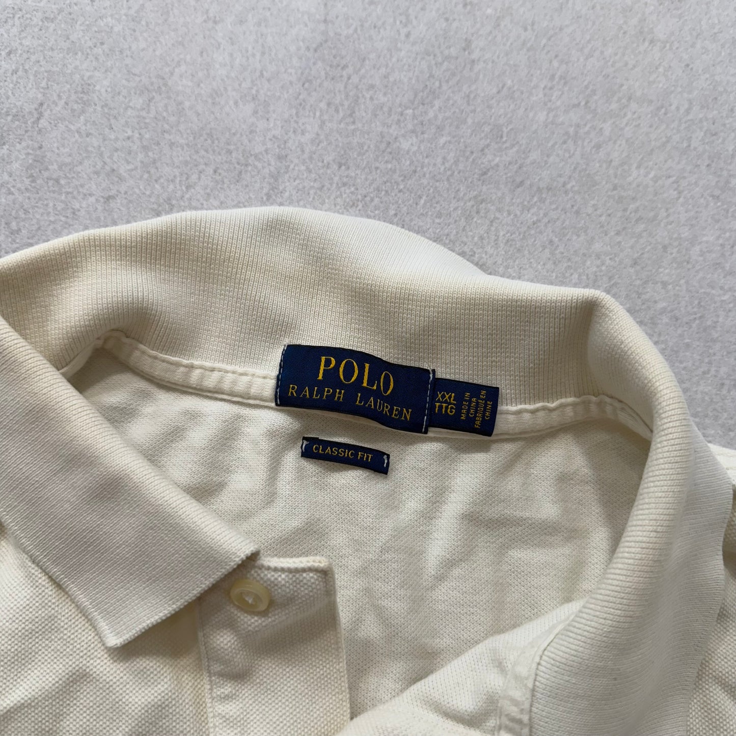 Polo Ralph Lauren Mens Ivory Cotton Classic Fit Polo Shirt Short Sleeve Size 2XL
