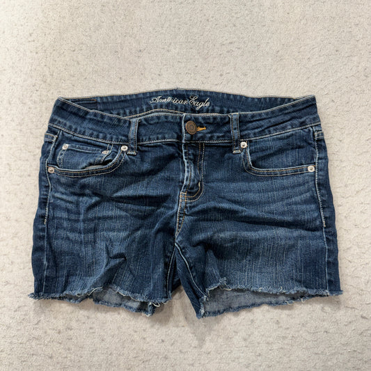 American Eagle Favorite Boyfriend Stretch Denim Cutoff Shorts Dark Wash Size 10 photo 1