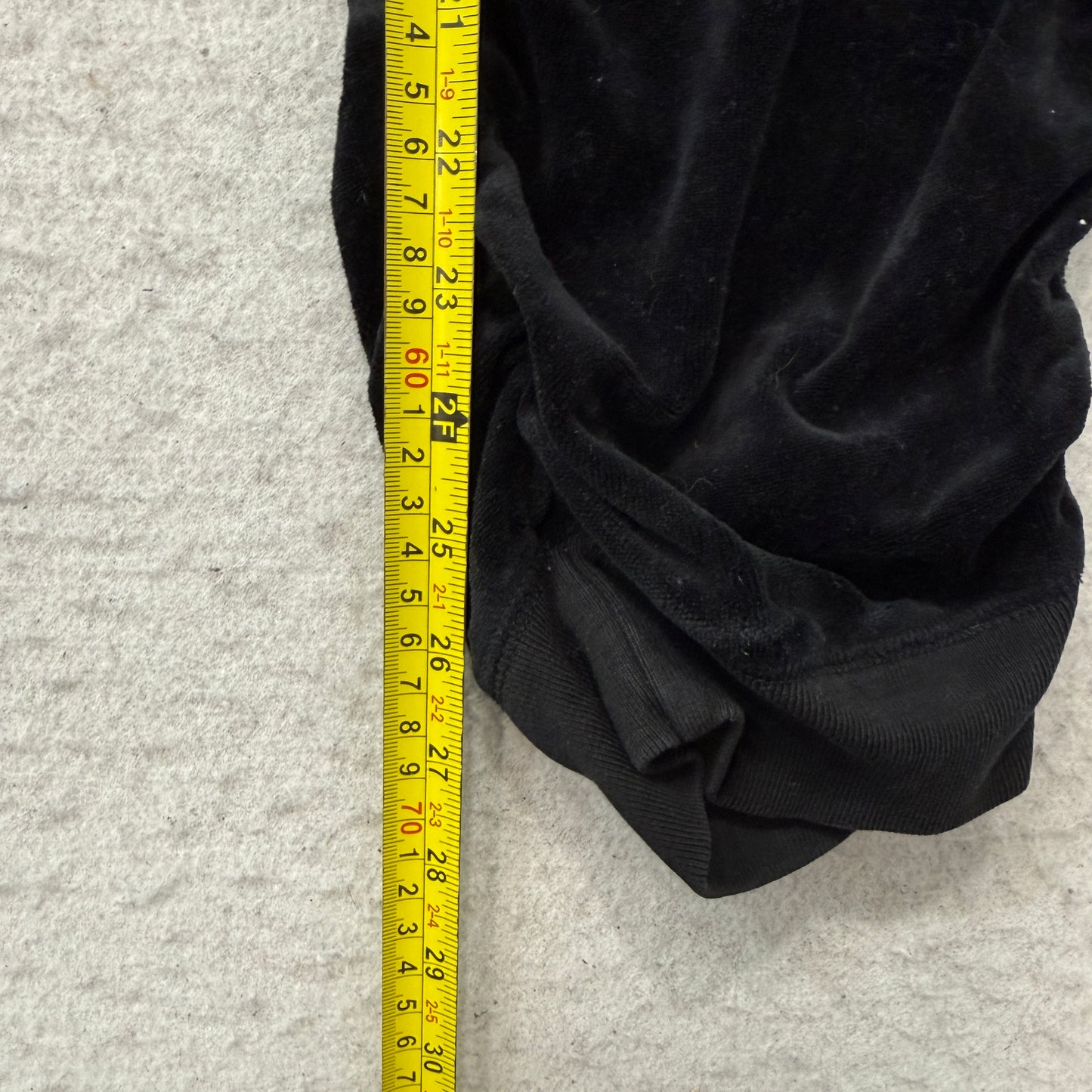 Vintage Juicy Couture Women's Black Velour Ruched Leg Pants Casual Logo Size L