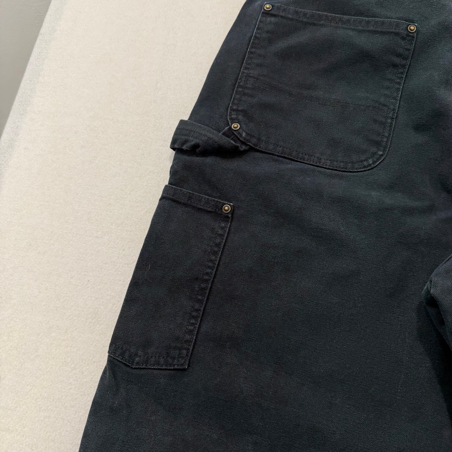 Carhartt Men's Black Washed-Duck Double Knee Work Pants Dungaree Fit Size 38