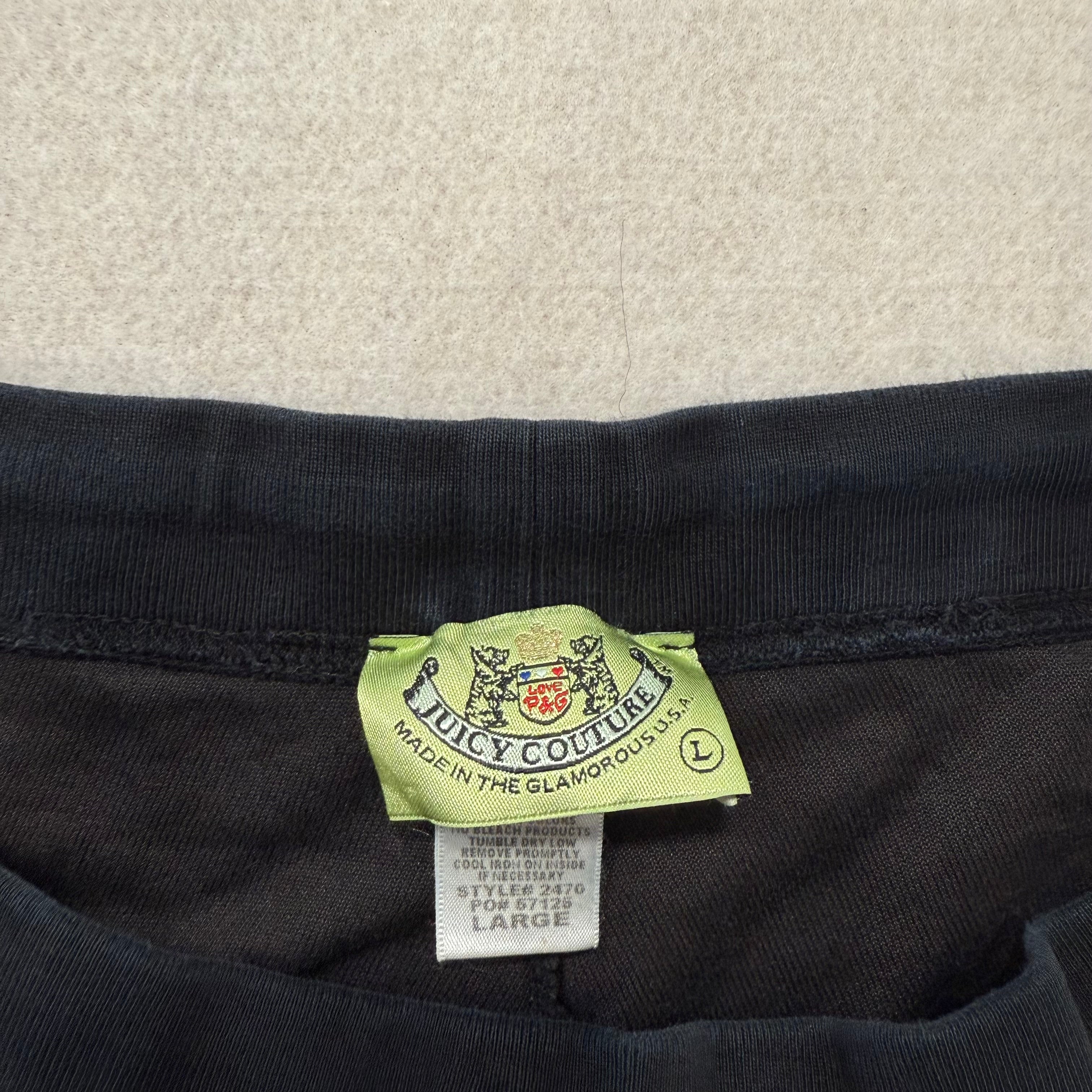 2003 Vintage Juicy Couture black flare terry cloth pants size L
