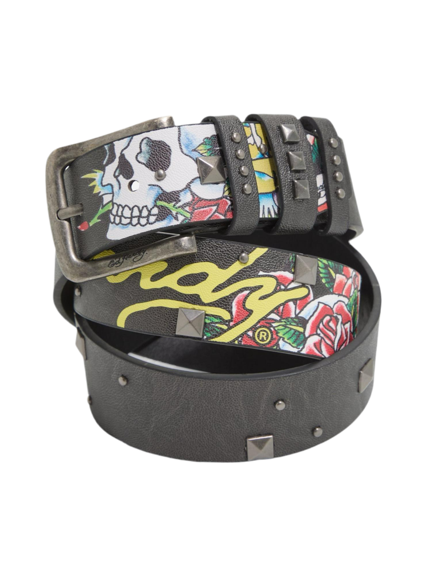 ED HARDY “SKULL & ROSSES” STUDDED BELT
