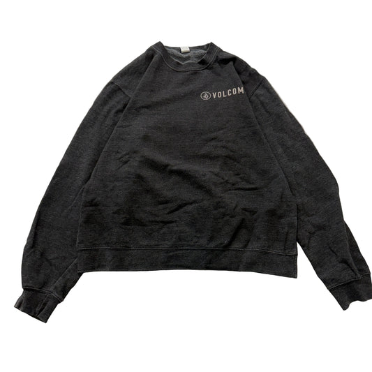 Volcom Men's Charcoal Grey Pullover Sweatshirt Long Sleeve Classic Logo Size L