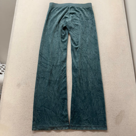 Juicy Couture Women's Winter Teal Velour Flared Track Pant Crown Logo Y2K Size P