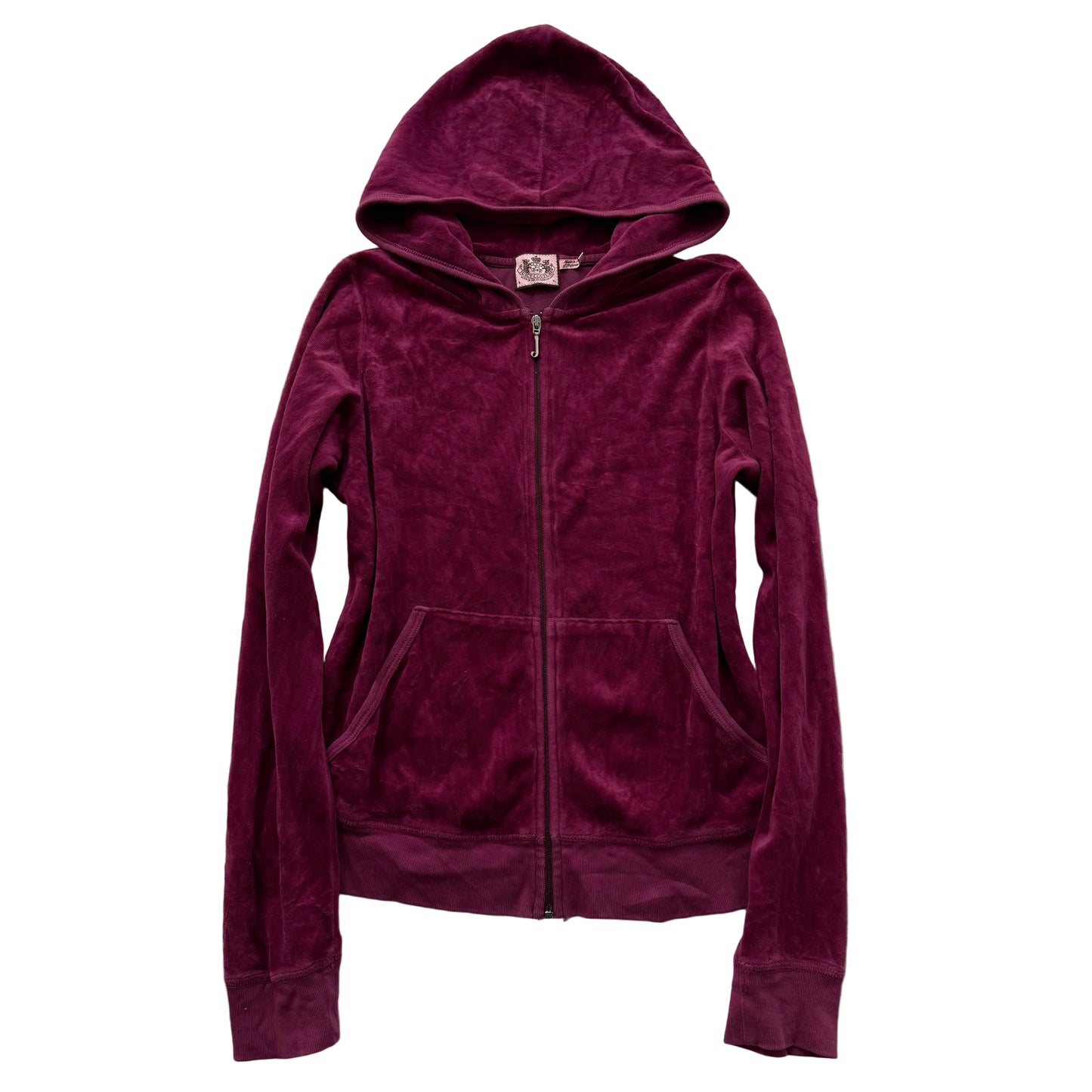 Juicy Couture Women's Berry Velour Zip Up Hoodie Split Kangaroo Pockets Size XL