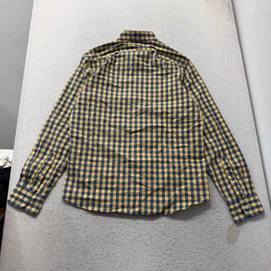 J.Crew "Flex Washed" Men's Yellow Blue Plaid Shirt Button Up Long Sleeve Size M