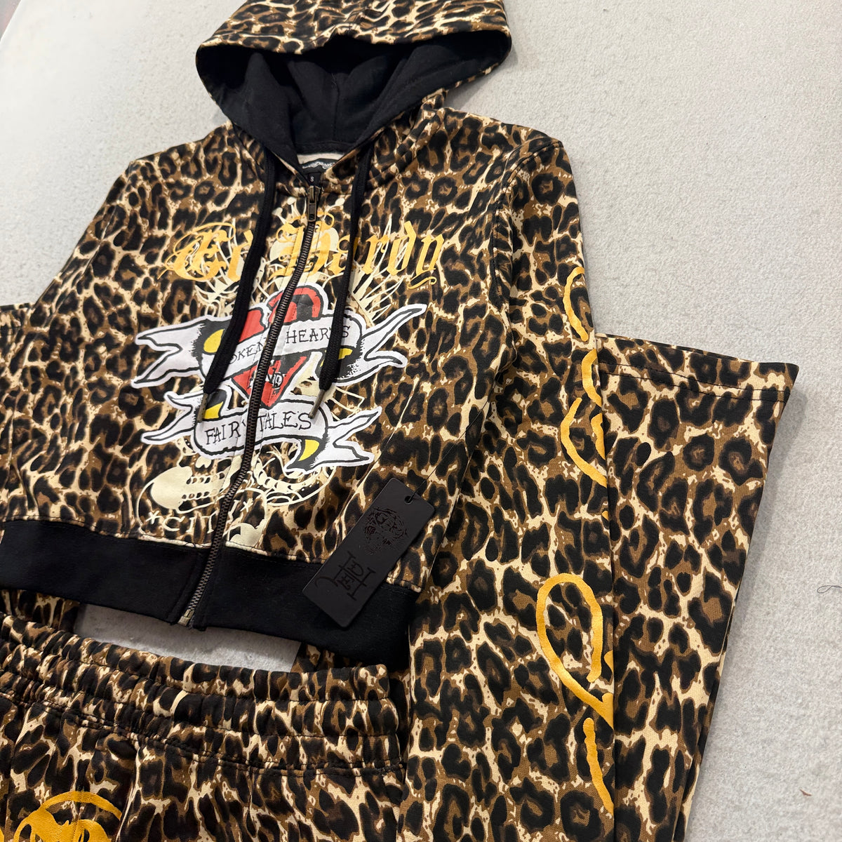 ED HARDY "Broken Heart" LOEPARD FLARED MATCHING SET