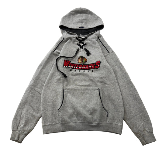 NHL Chicago Blackhawks Grey Lace-Up Hoodie Size XL photo 1