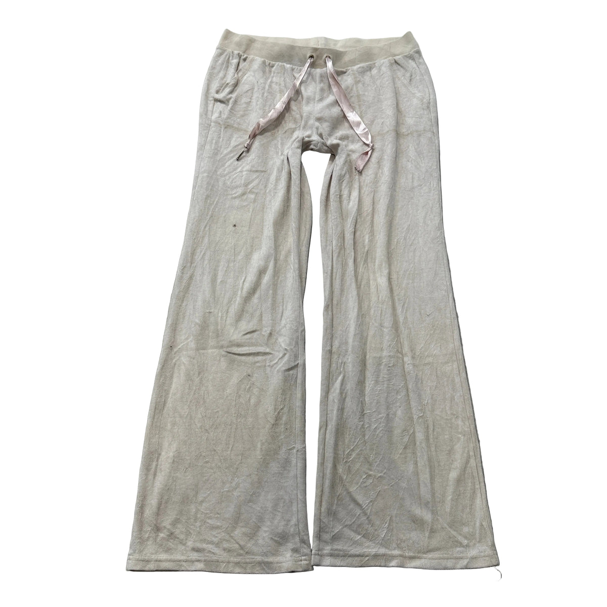 Juicy Couture Women's Grey Velour Flared Track Pants Drawstring Classic Size L