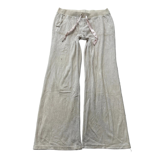 Juicy Couture Women's Grey Velour Flared Track Pants Drawstring Classic Size L