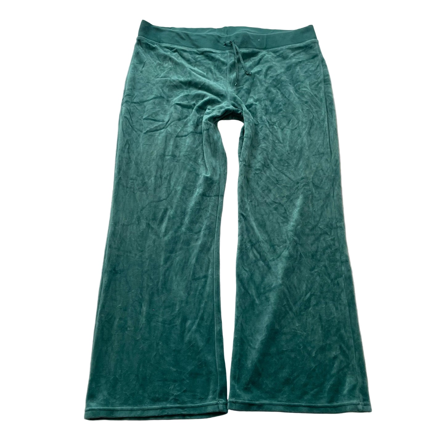 Juicy Couture Women's Teal Green Velour Flared Leg Track Pant Drawstring Size XL