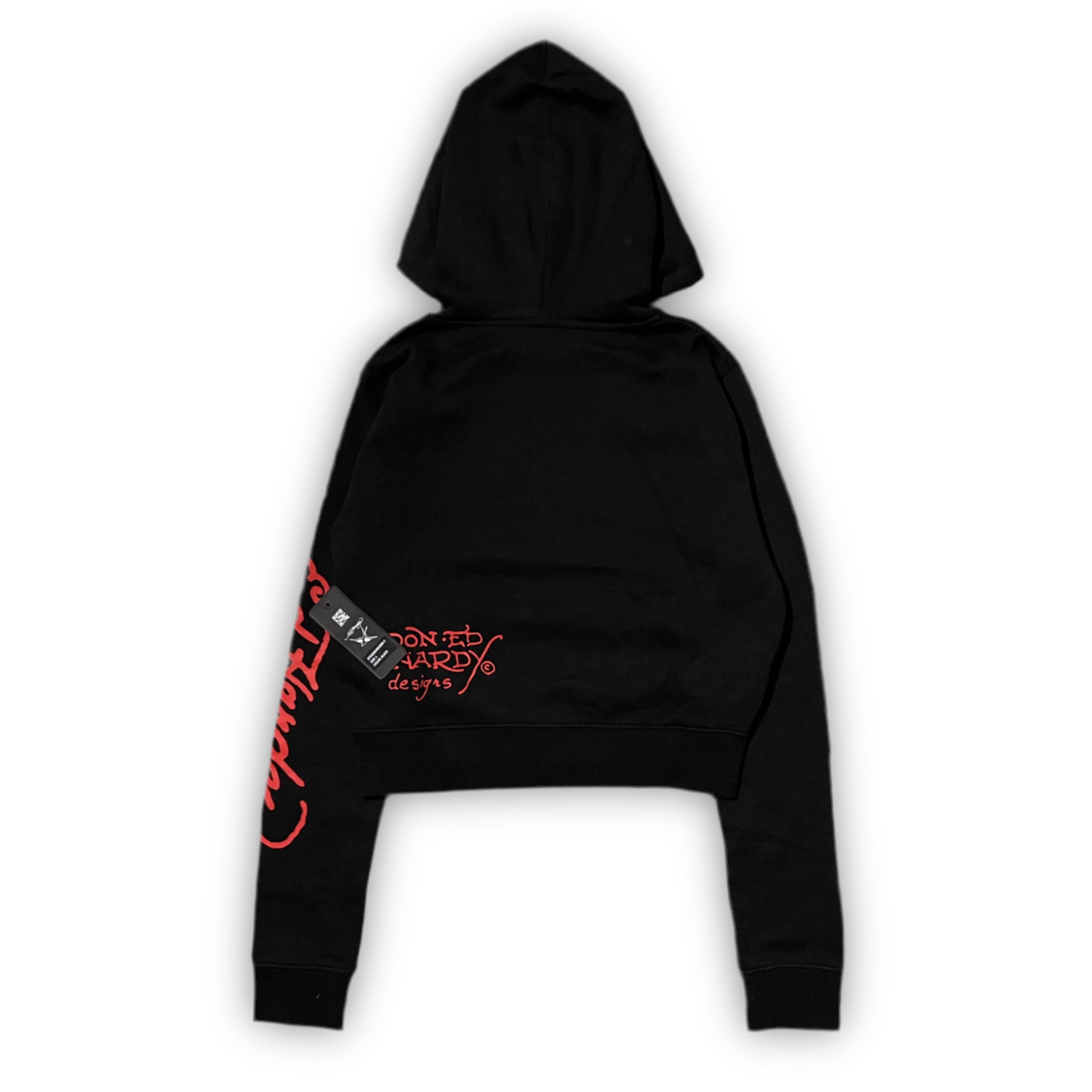 Ed Hardy “NYC Skull” black cropped zip up hoodie