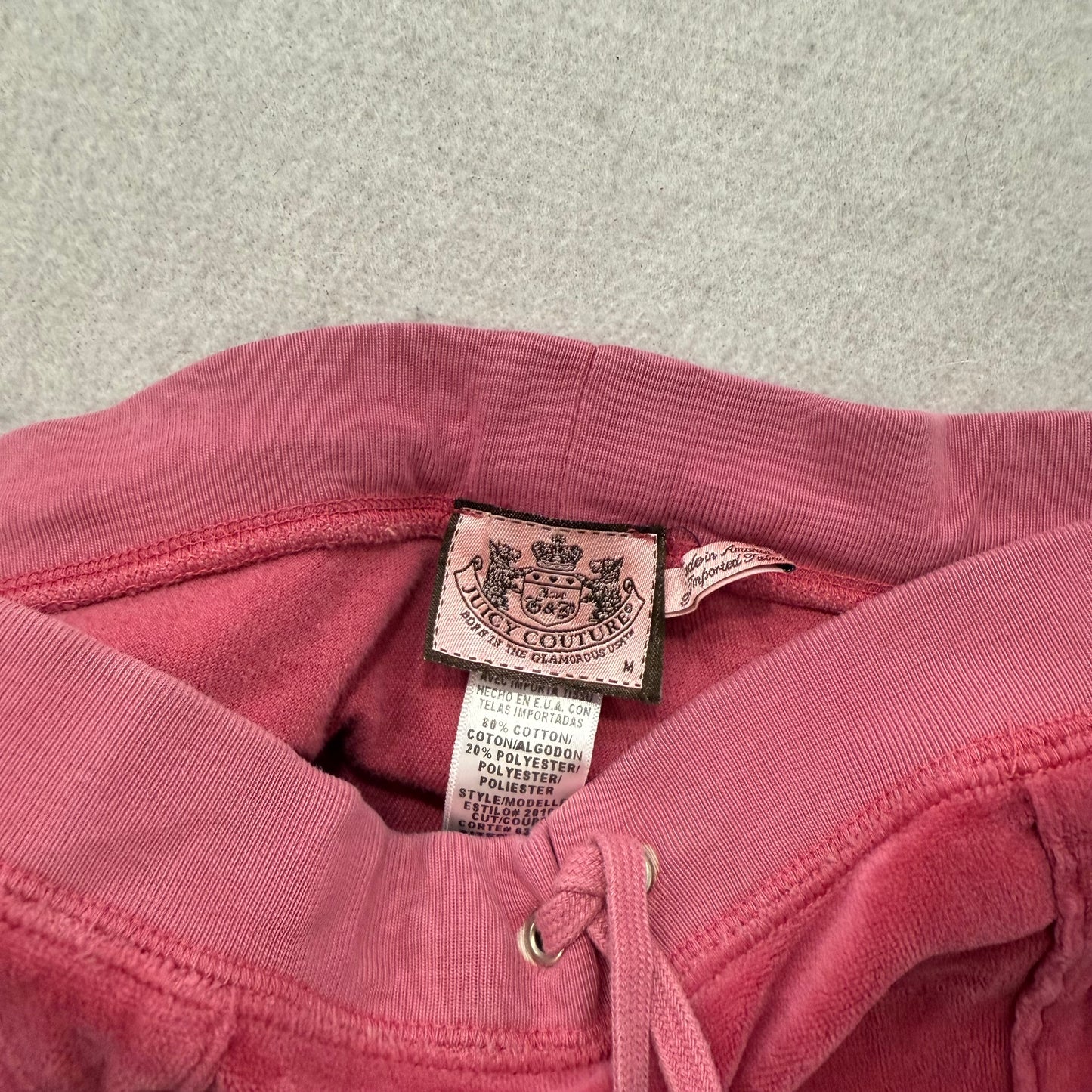 Juicy Couture Deep Rose Velour Tracksuit Set Zip Up Hoodie & Flared Pant Size M