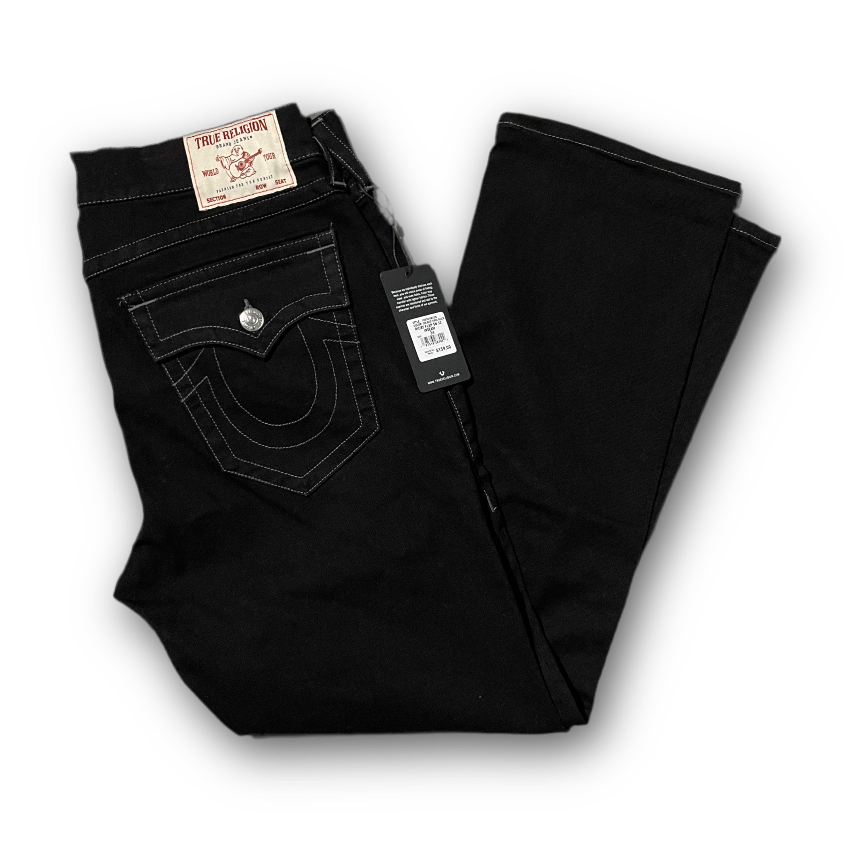 TRUE RELIGION RICKY STRAIGHT BLACK JEANS