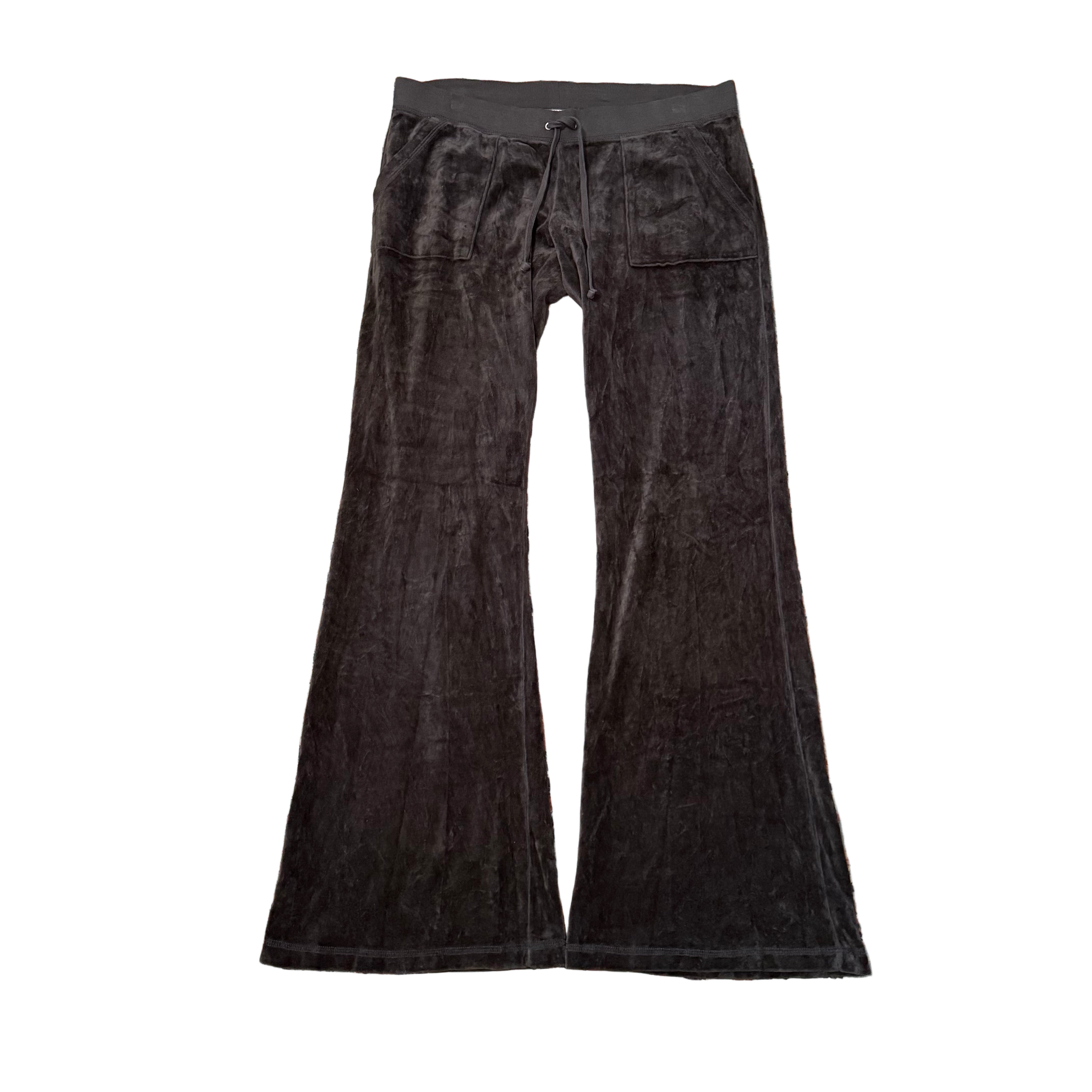 Vintage Juicy Couture Brown Velour Flare Pants Snap Pocket Size M