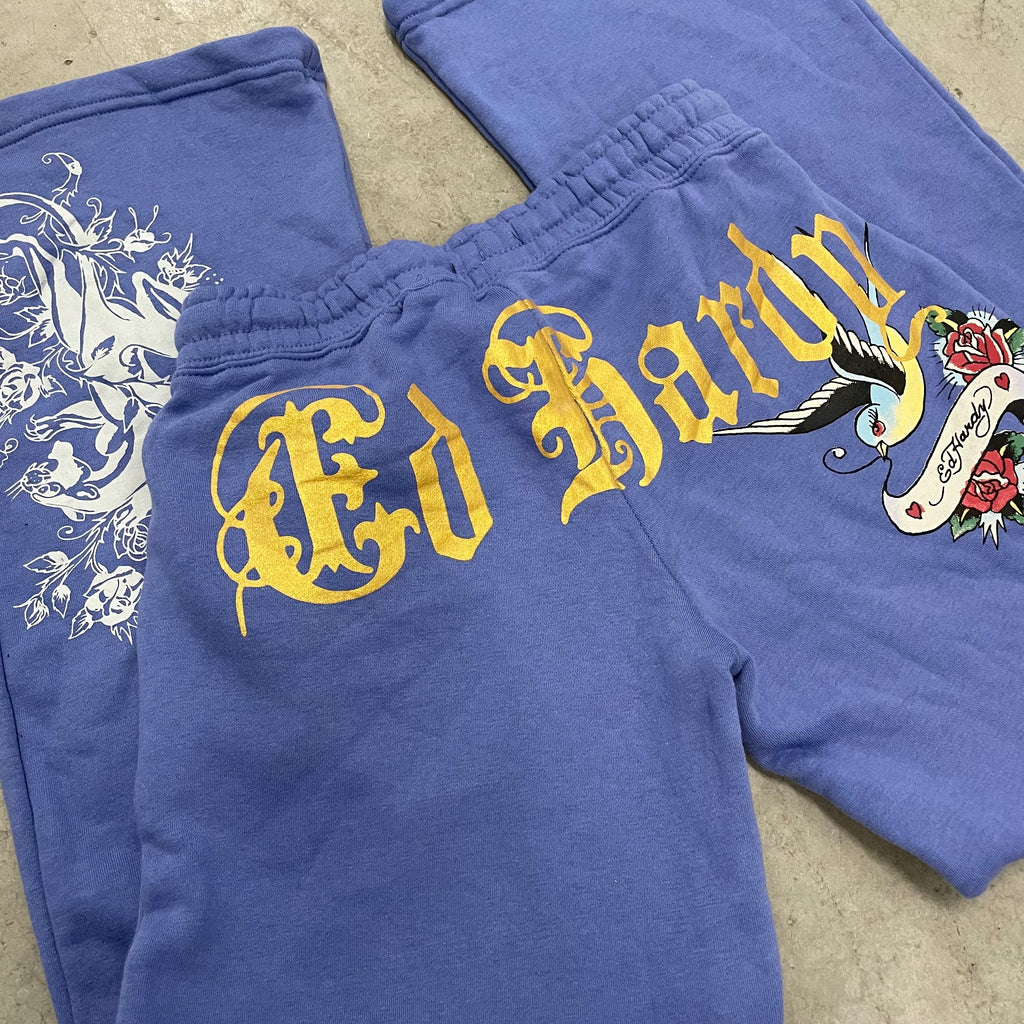 ED HARDY “Free Bird” BLUE FLARED PANTS