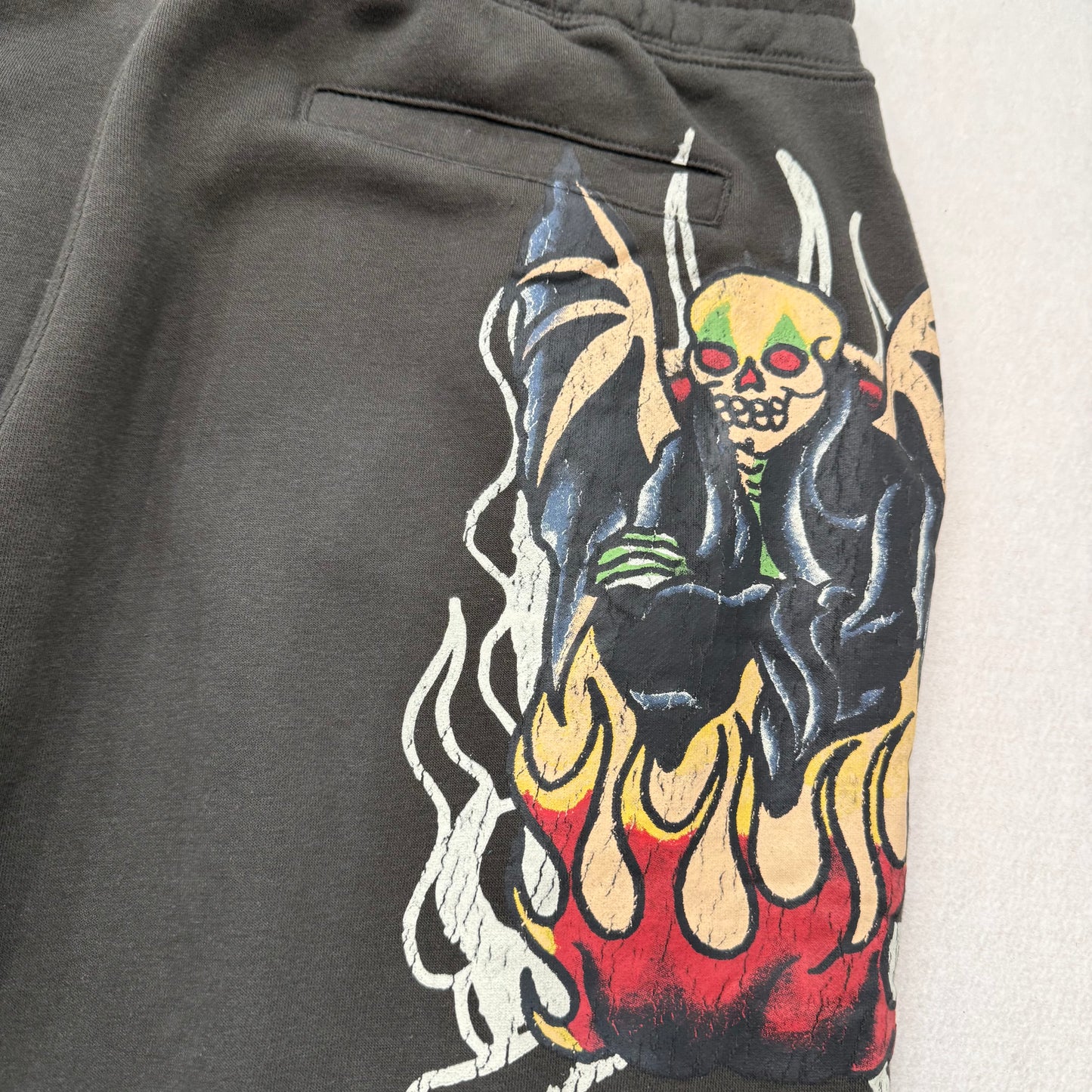 ED HARDY “Flame Reaper” SUNFADED CHARCOAL BAGGY PANTS