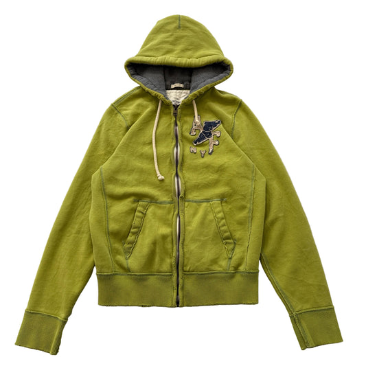 Abercrombie & Fitch Men's Olive Green Fleece Zip-Up Hoodie Applique Logo Size XL