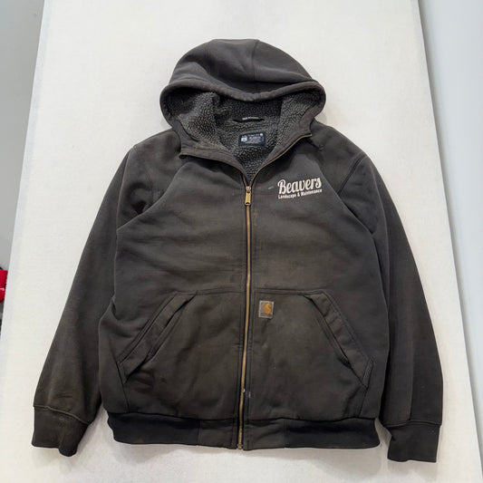 Carhartt Rain Defender Relaxed Fit Full Zip Fur Lined Work Hoodie Jacket Size L