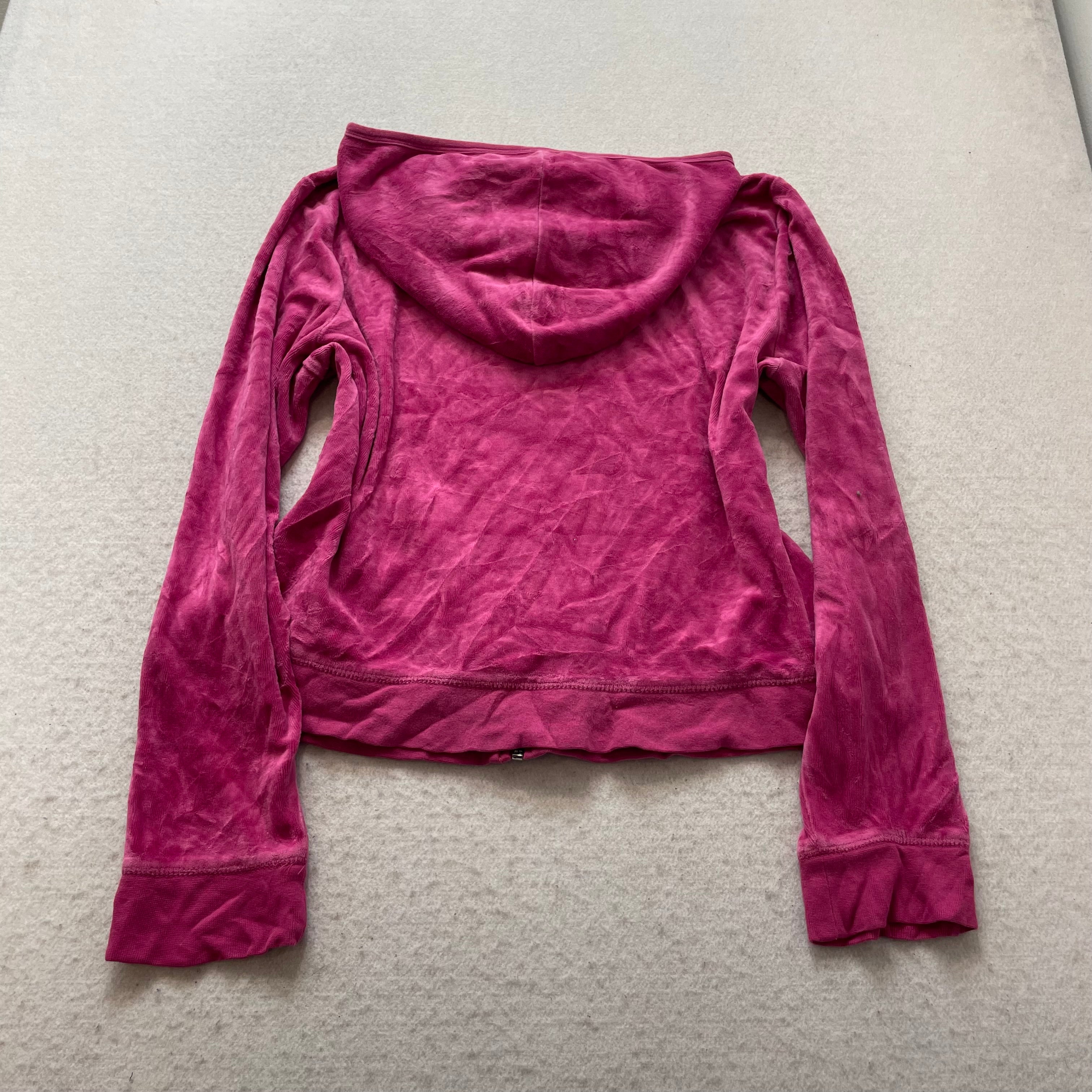 Juicy Couture Women's Vibrant Magenta Velour Full Zip Hoodie Loungewear Size M