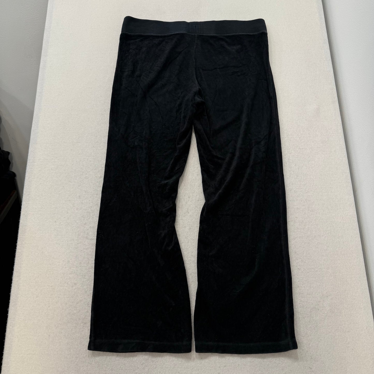 Vintage Juicy Couture Women's Black Velour Wide Leg Track Pant Loungewear Size L