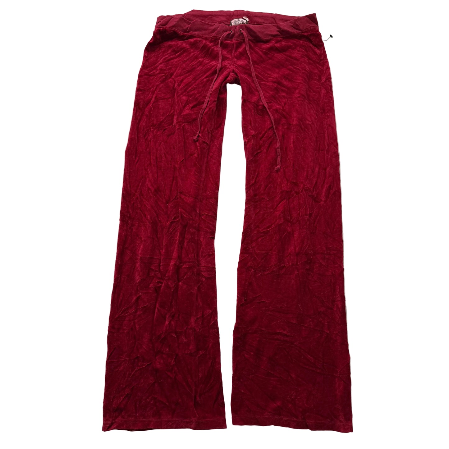 Vintage Juicy Couture Women's Ruby Red Velour Flared Track Pant Low Rise Size L