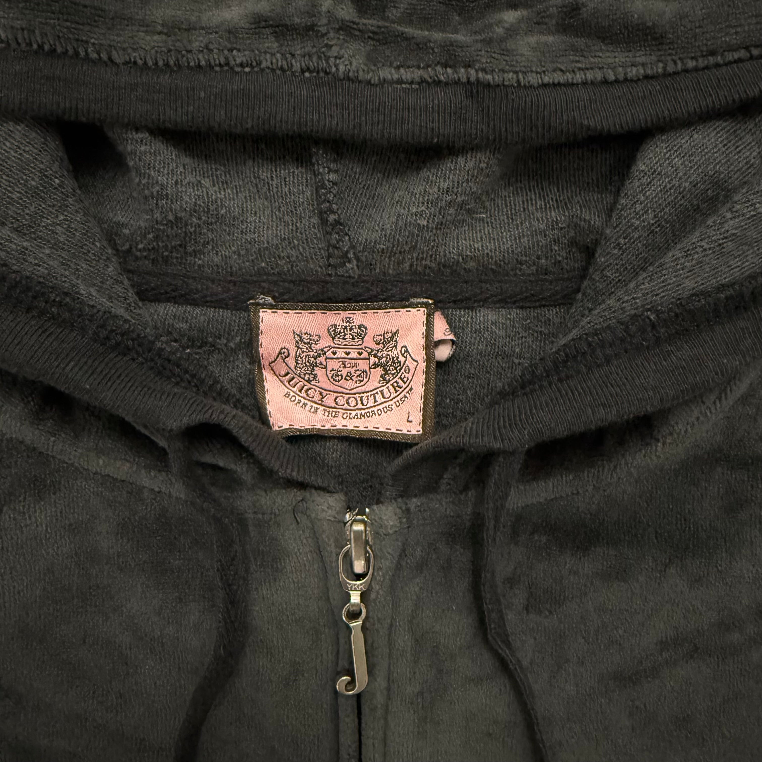 Gray VINTAGE Velour Juicy Couture Hoodie w/ RARE DESIGN SIZE L