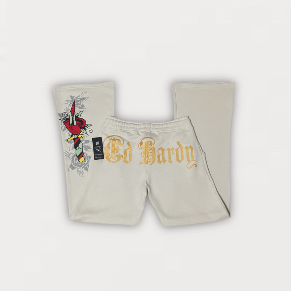 Ed Hardy “Hearts” Stone Flared Pants