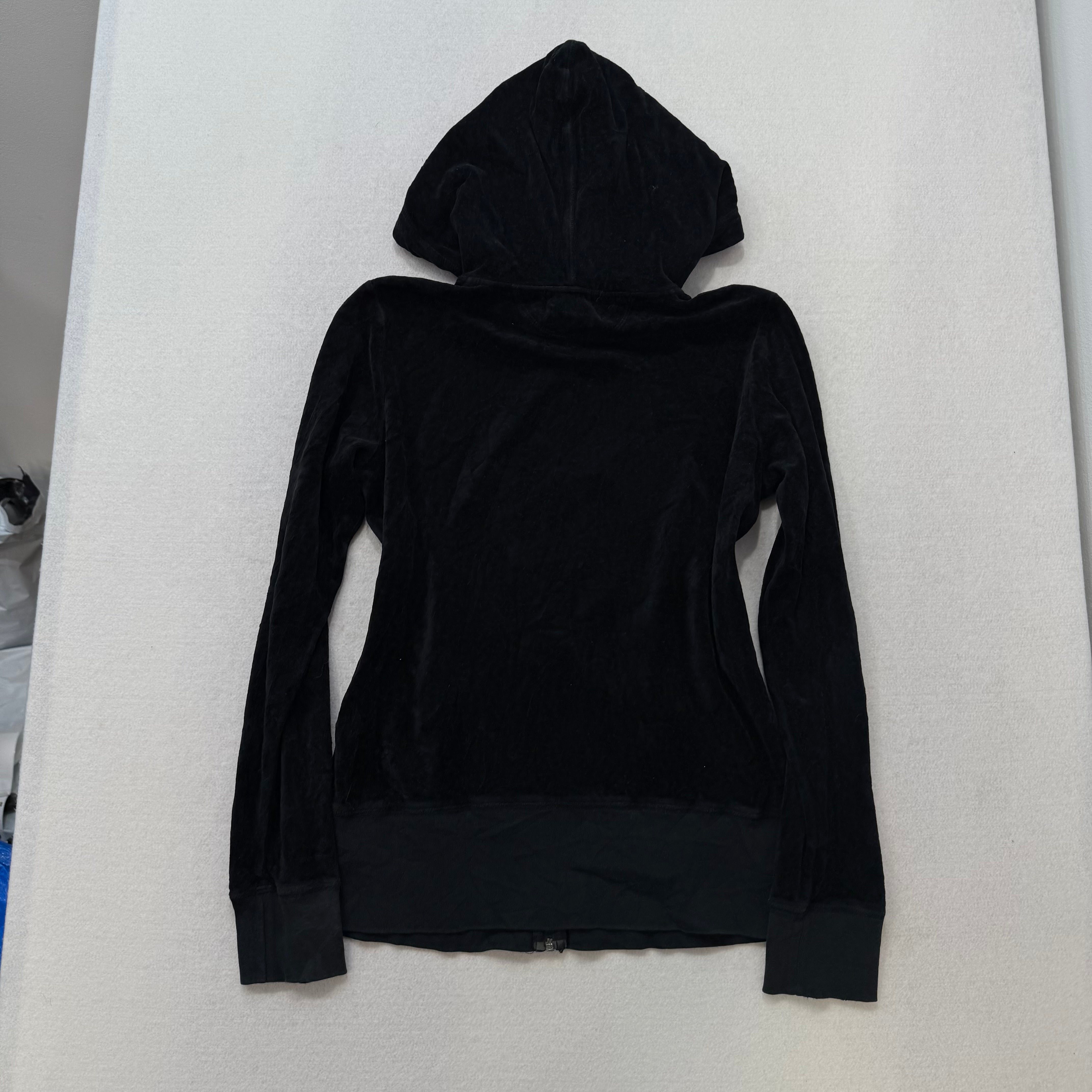 2003 Vintage Juicy Couture black velour full zip hoodie size L