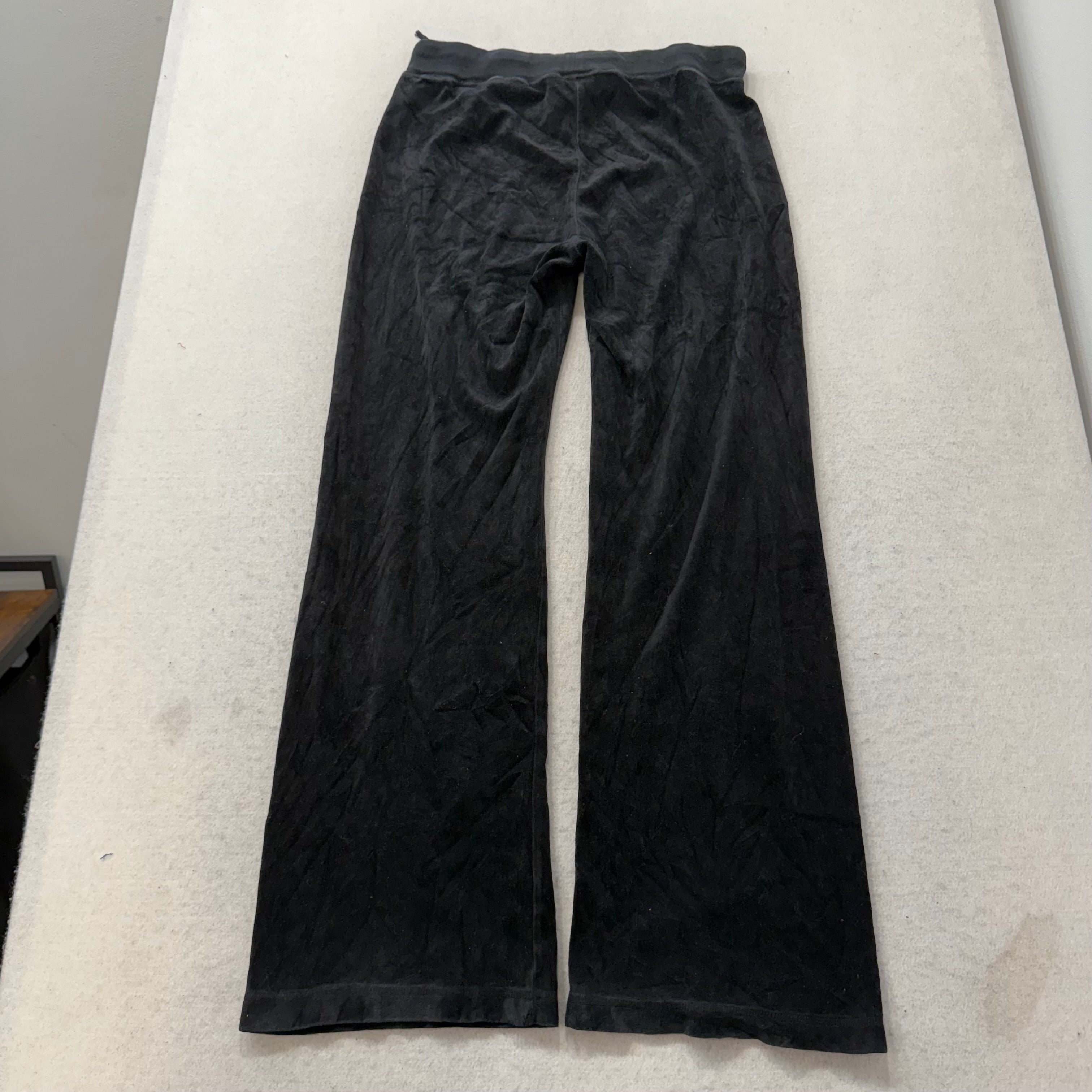 Juicy Couture Women's Black Velour Flare Track Pant Drawstring Loungewear Size M