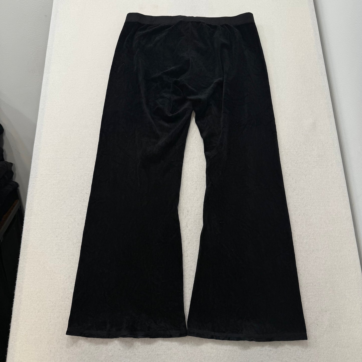 Juicy Couture Women's Black Velour Flared Wide Leg Track Pant Loungewear Size XL