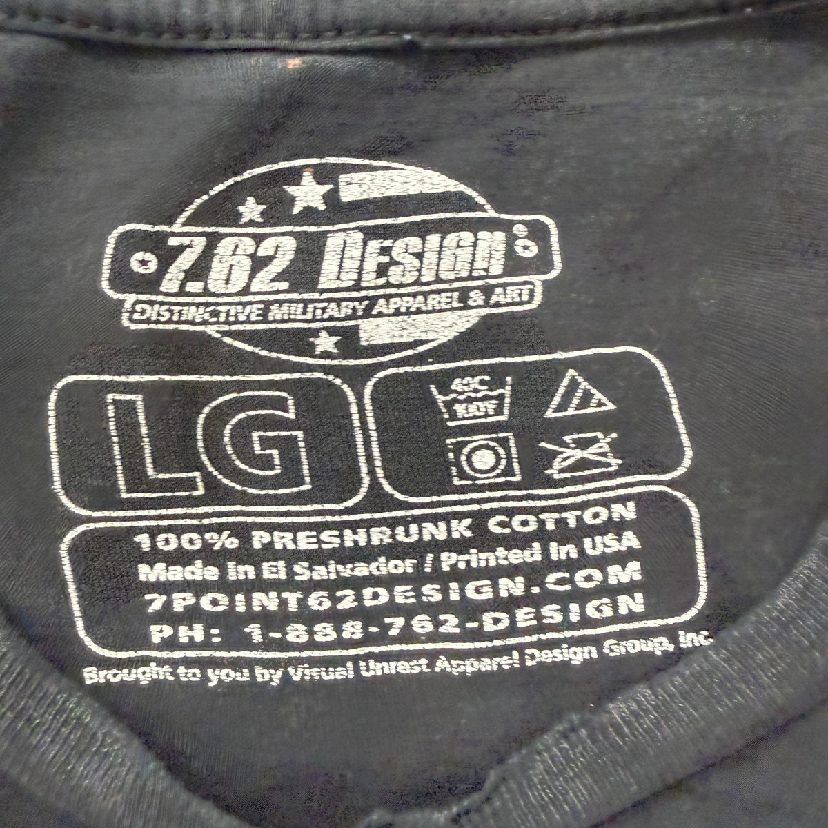7.62 Design Seabees tee brand and size tag