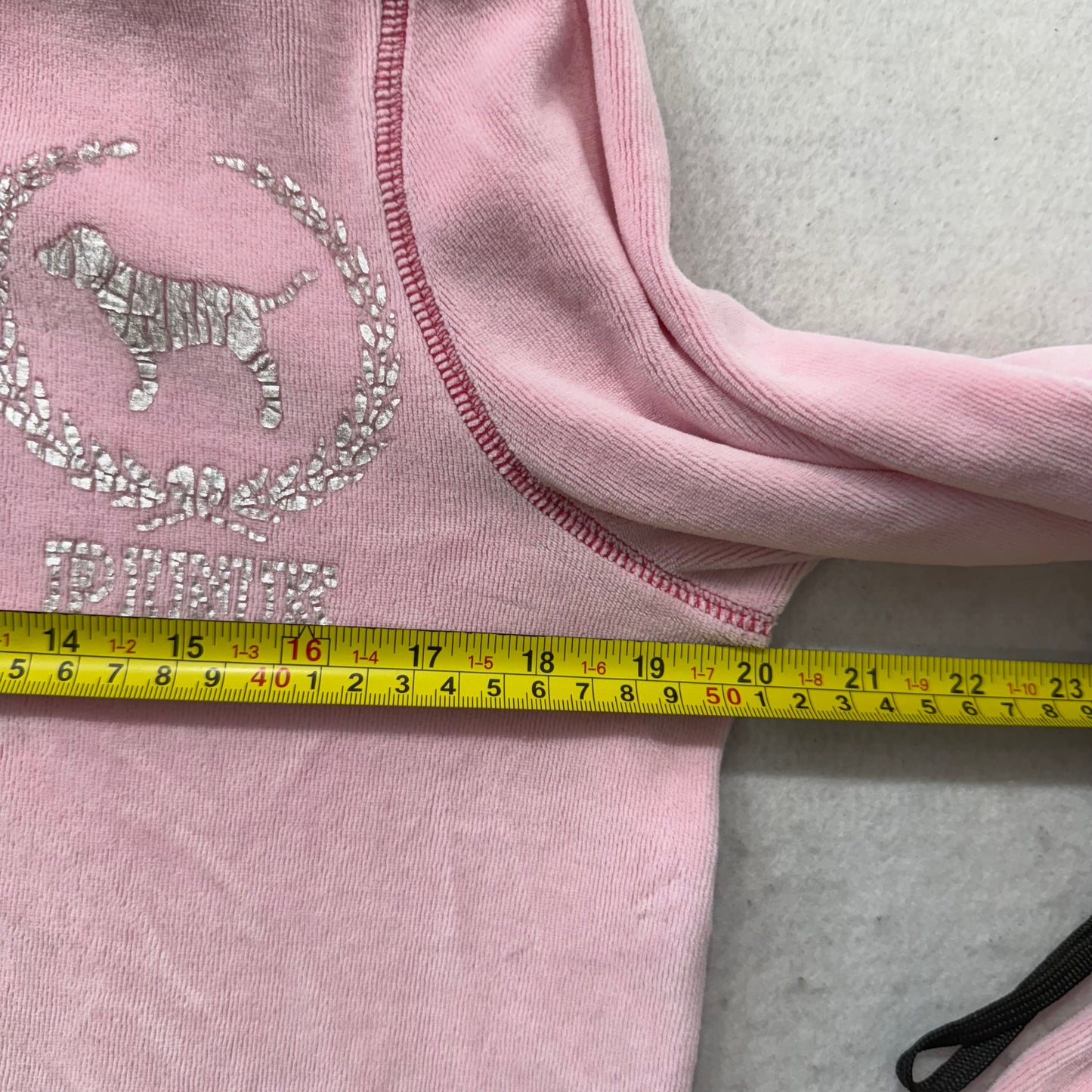 PINK by Victoria's Secret Women's Pink Full Zip Hoodie Sequins Graphic Size L