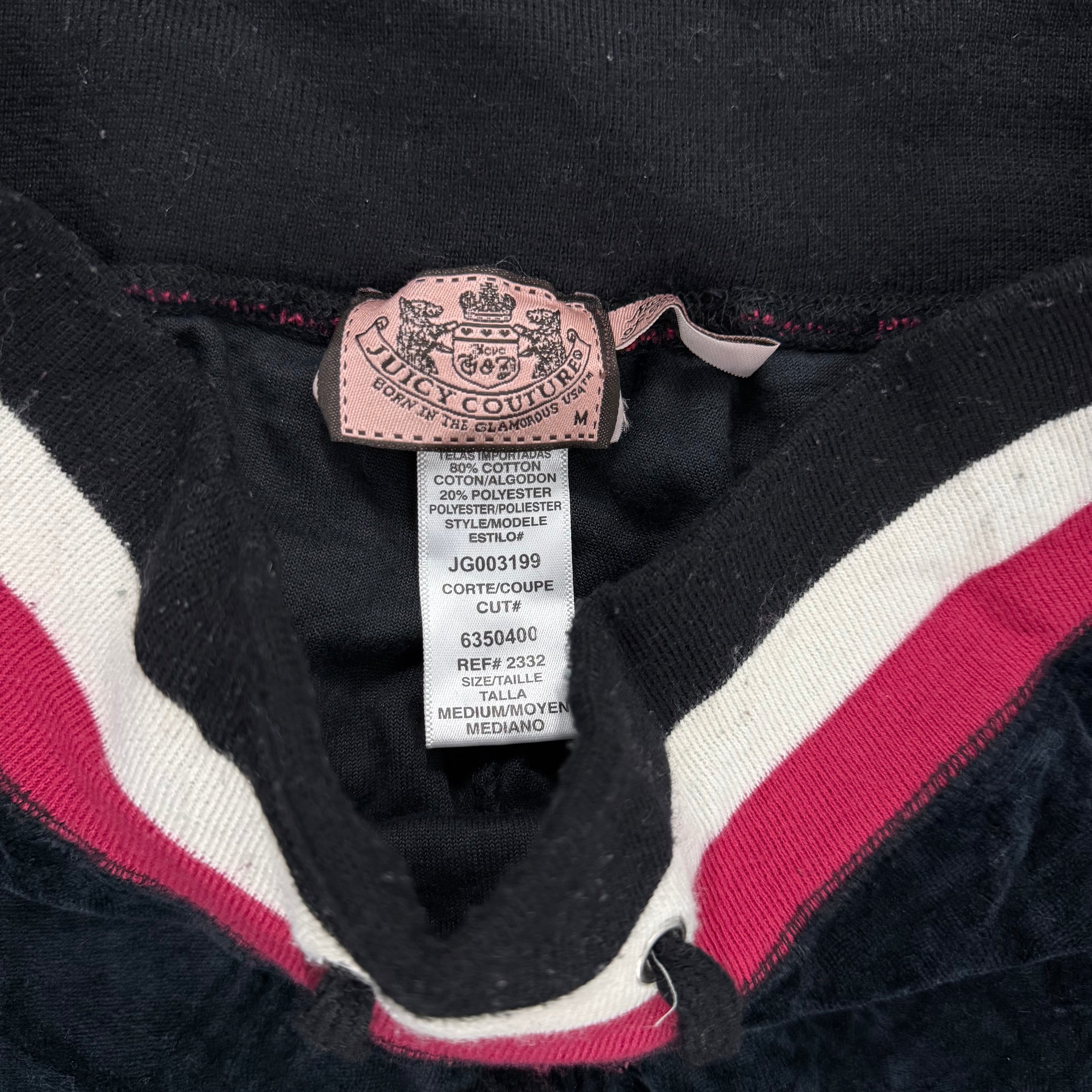 Black VINTAGE Velour Juicy Couture Flared Pants w/ Unique Waist Band SIZE M