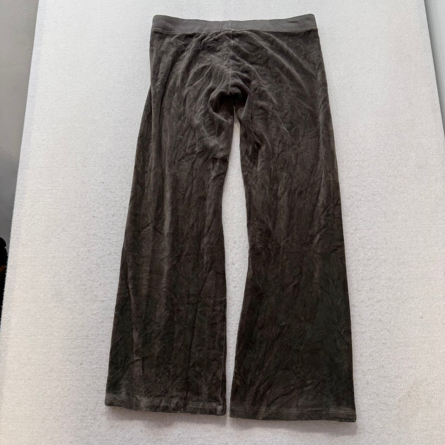 90s Juicy Couture Women's Dark Charcoal Gray Velour Flared Track Pant Y2K Size S