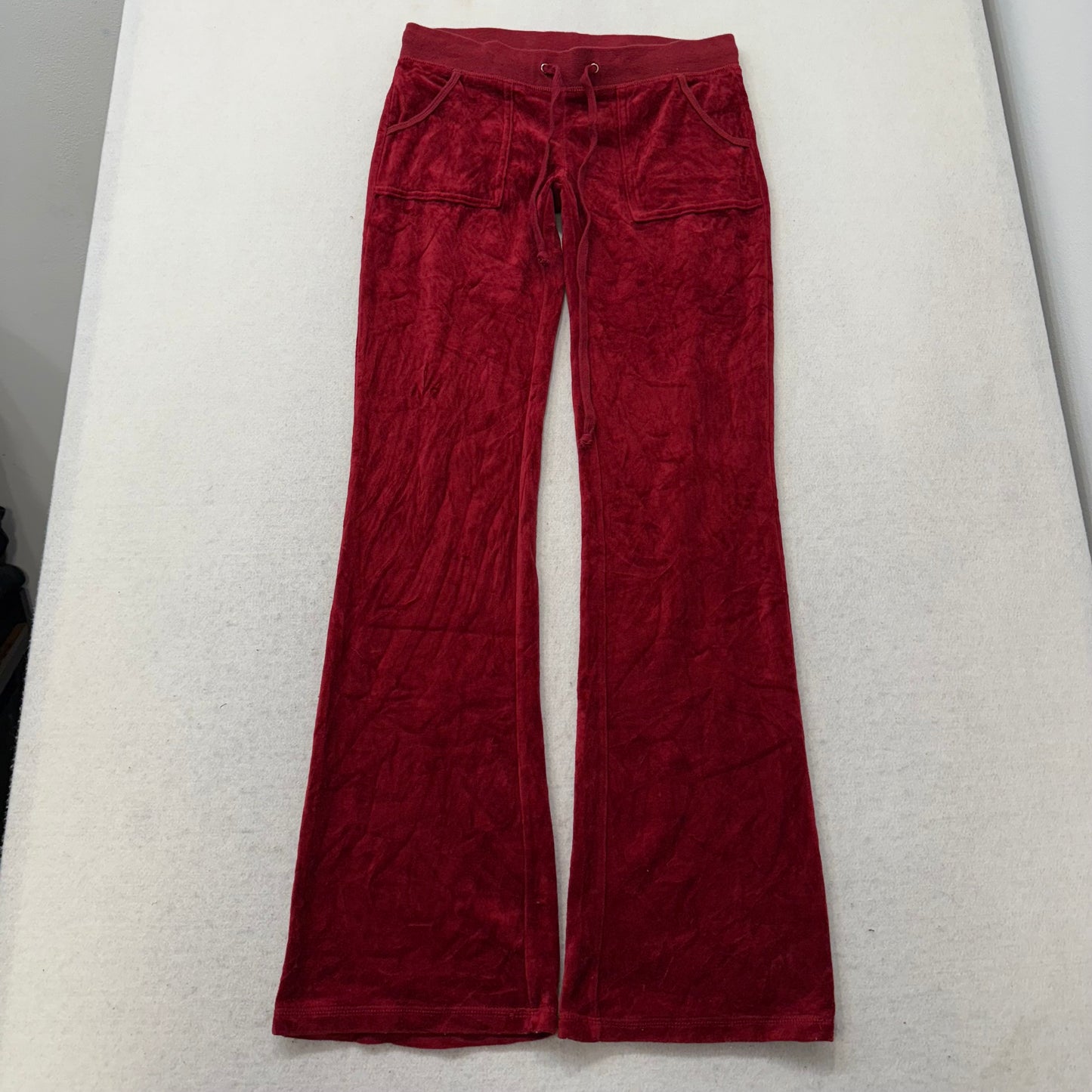 Juicy Couture Ruby Red Velour Tracksuit Set Zip-Up Hoodie & Flared Pant Size S/M