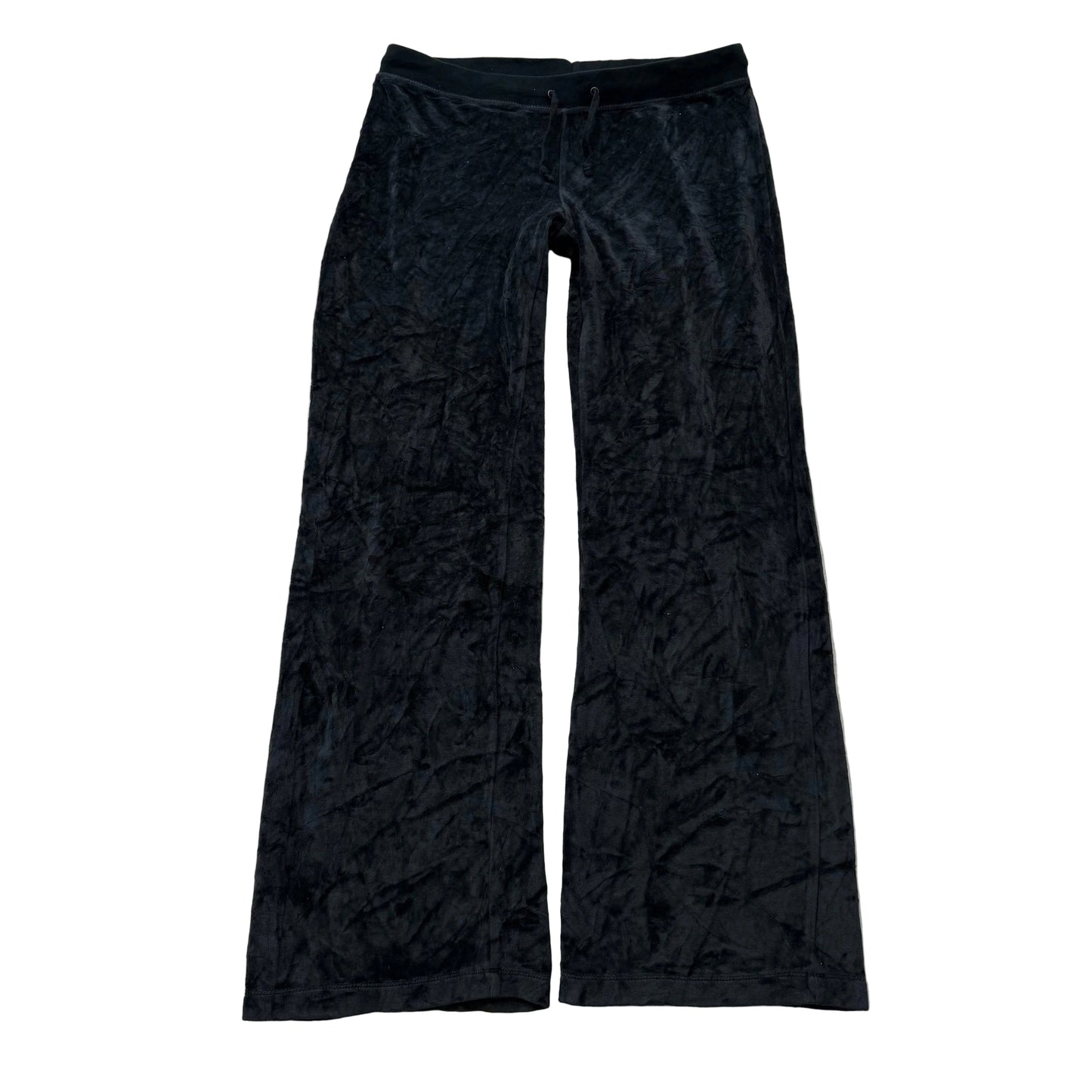 Juicy Couture Womens Black Velour Flared Wide Leg Track Pant Low Rise Y2K Size M
