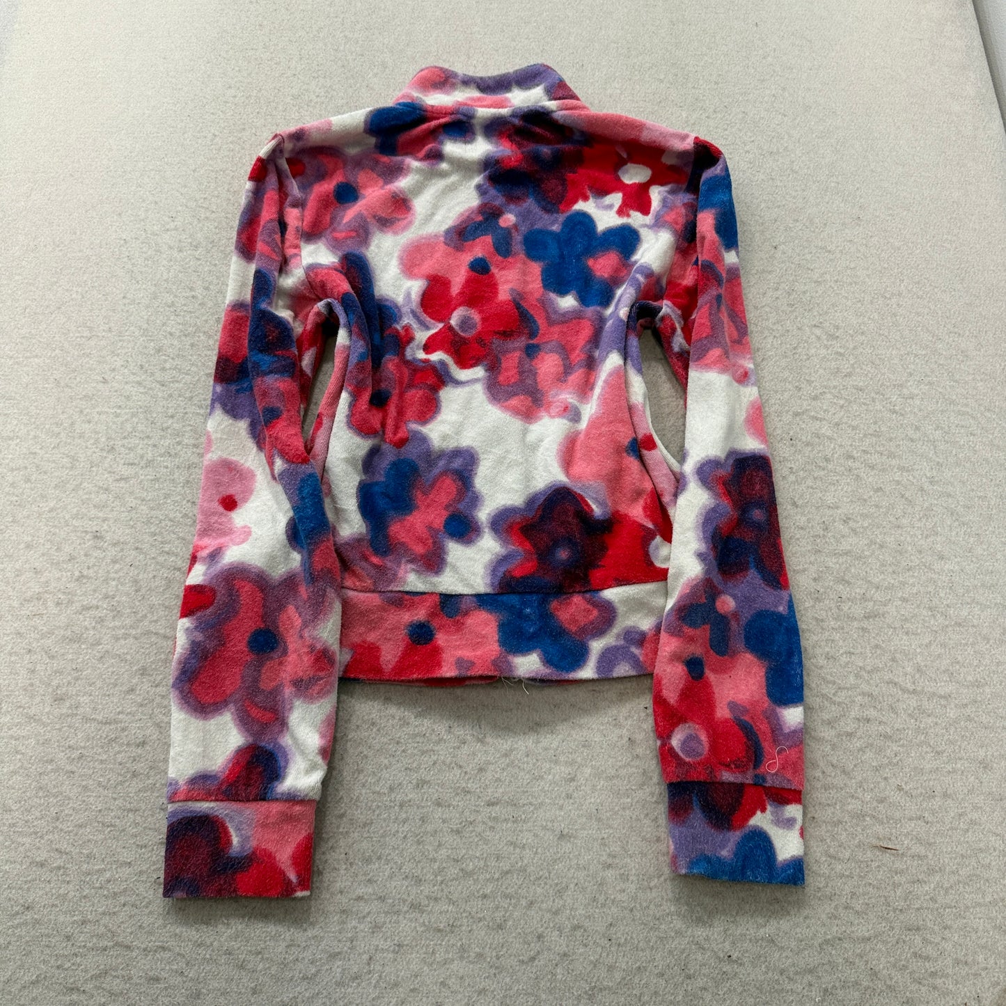 Juicy Couture Women's Multicolor Floral Print Velour Zip-Up Track Jacket Size M