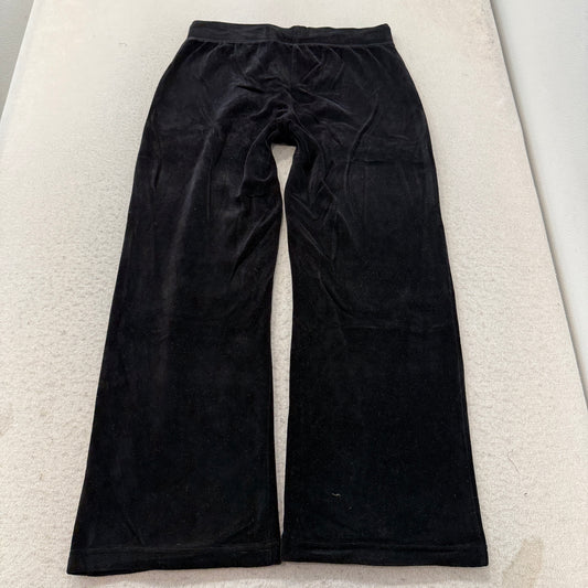 Juicy Couture Women's Black Velour Flared Track Pants Drawstring Classic Size M