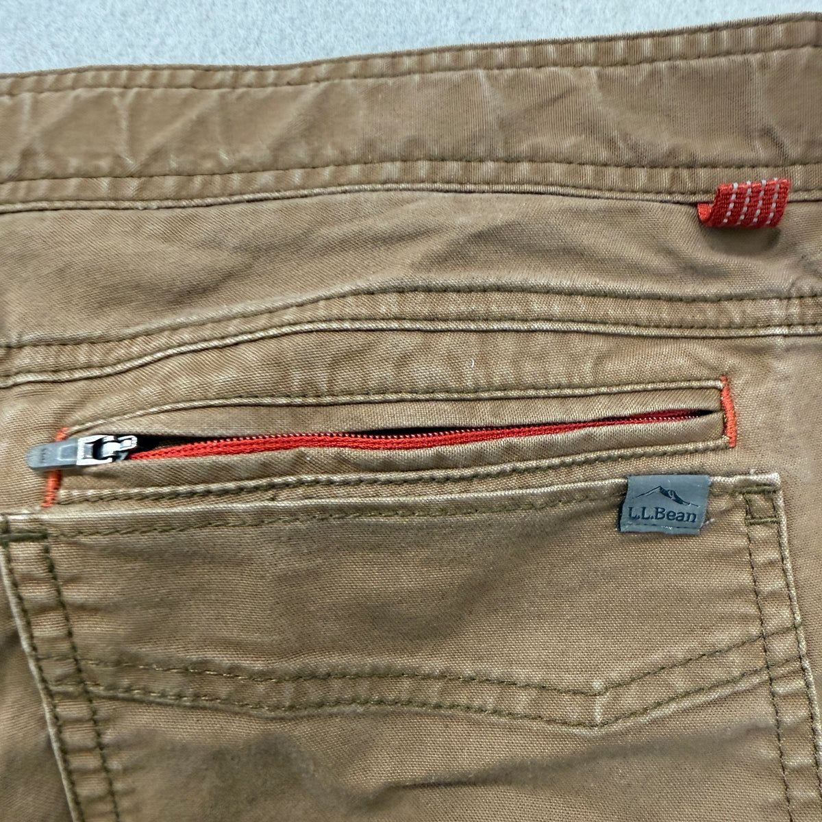 L.L.Bean Belted Canvas Pants Men's Brown Utility Zip Pocket Outdoor Size 38x29 photo 7