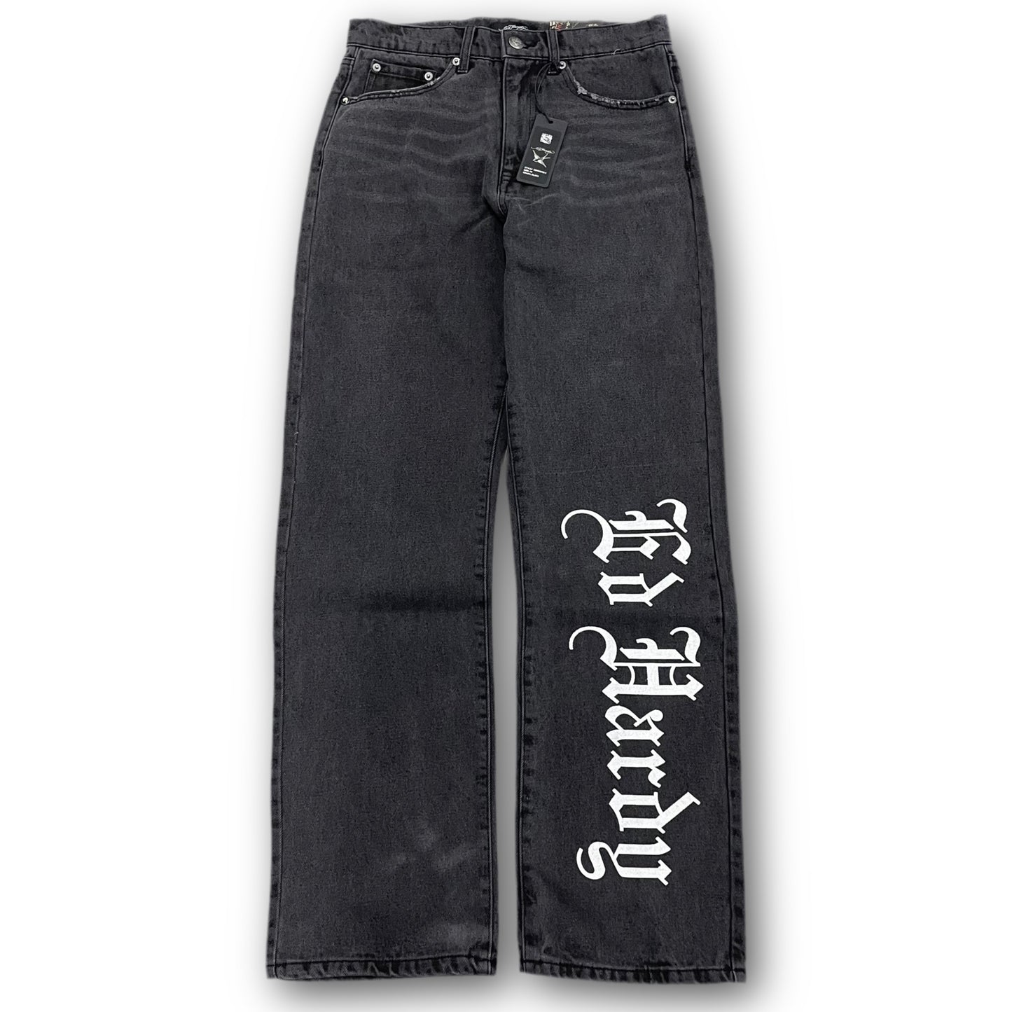 ED HARDY “Panther Wings” EMBROIDERED BLACK STRAIGHT LEG JEANS - Clean Curriculums 