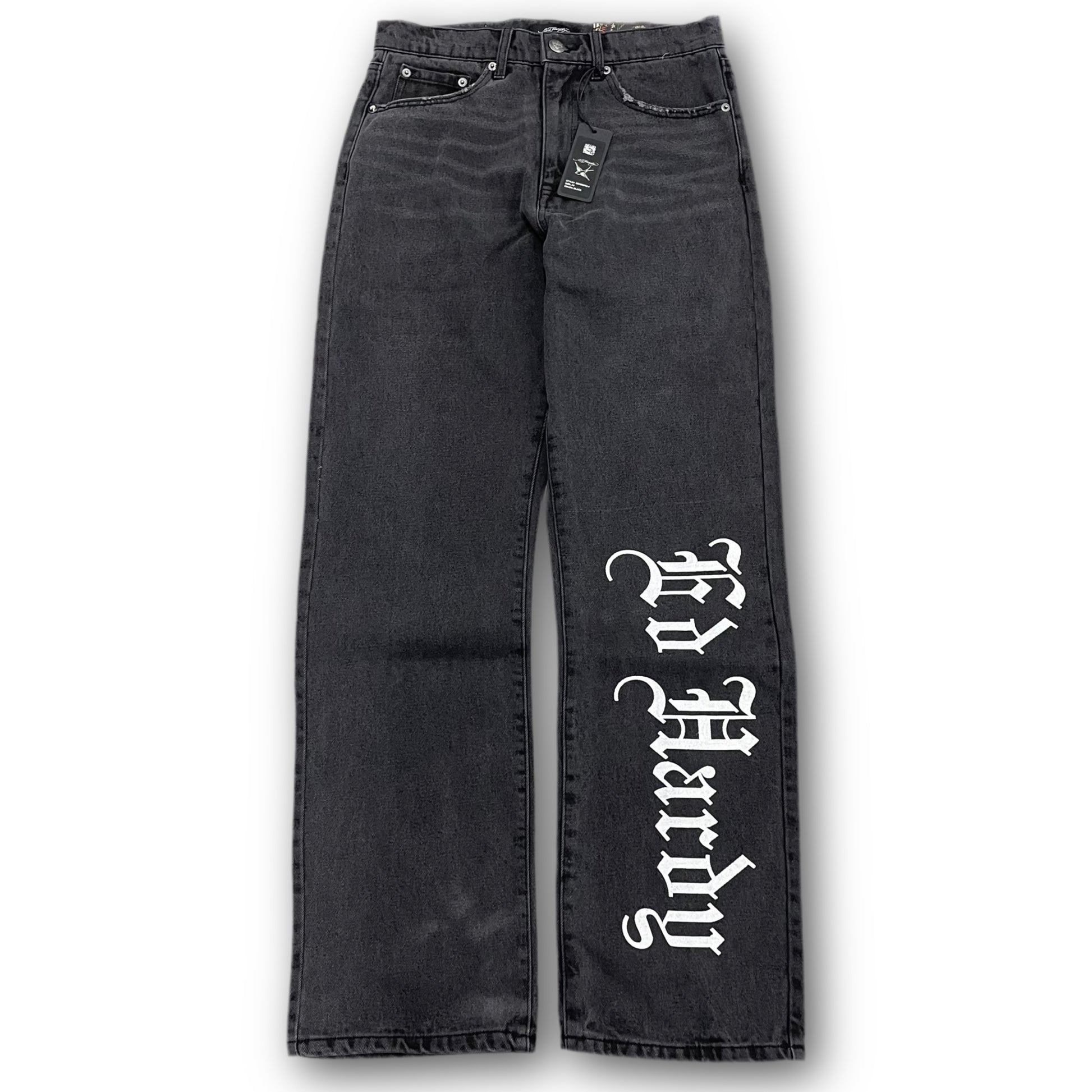 ED HARDY “Panther Wings” EMBROIDERED BLACK STRAIGHT LEG JEANS - Clean Curriculums 