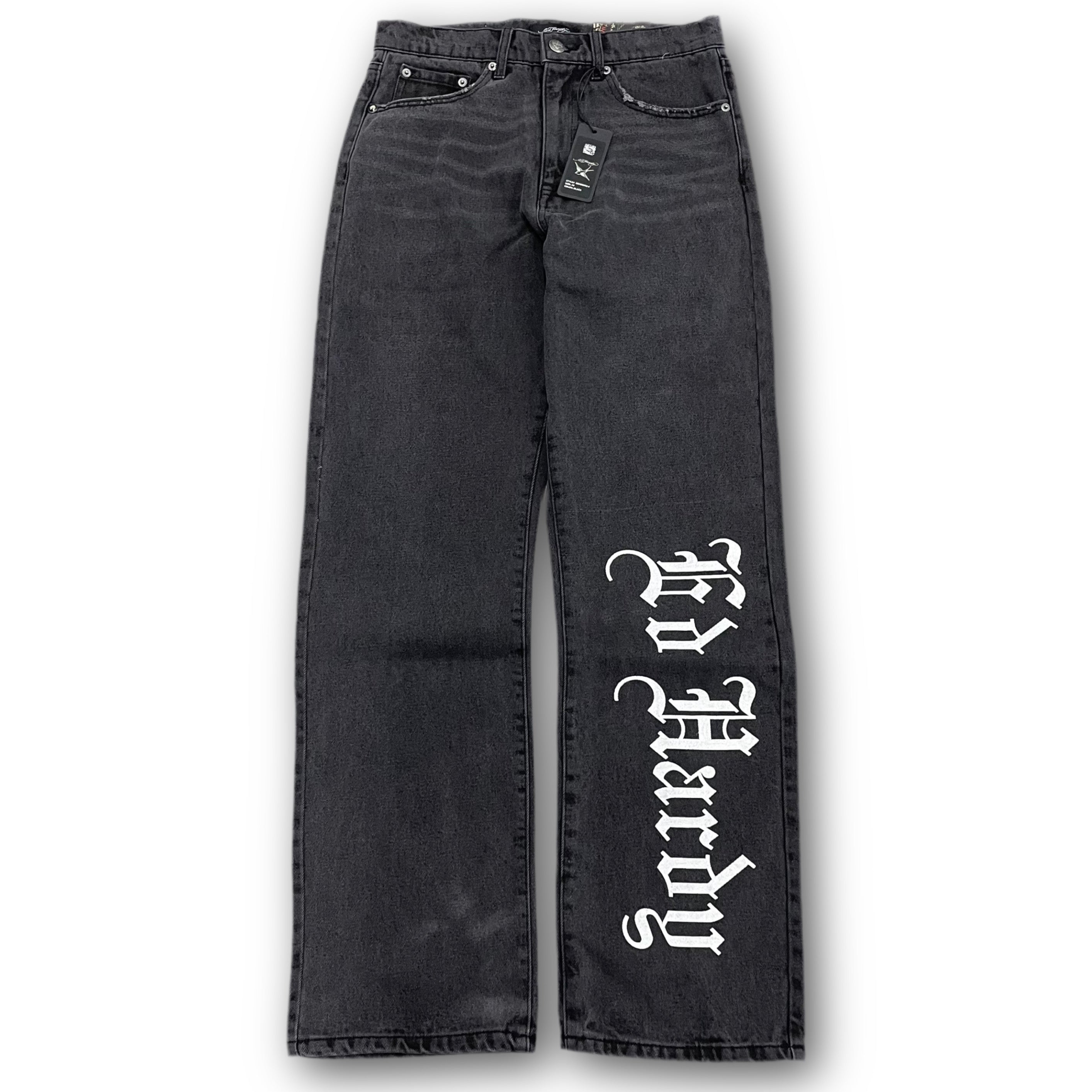 ED HARDY “Panther Wings” EMBROIDERED BLACK STRAIGHT LEG JEANS