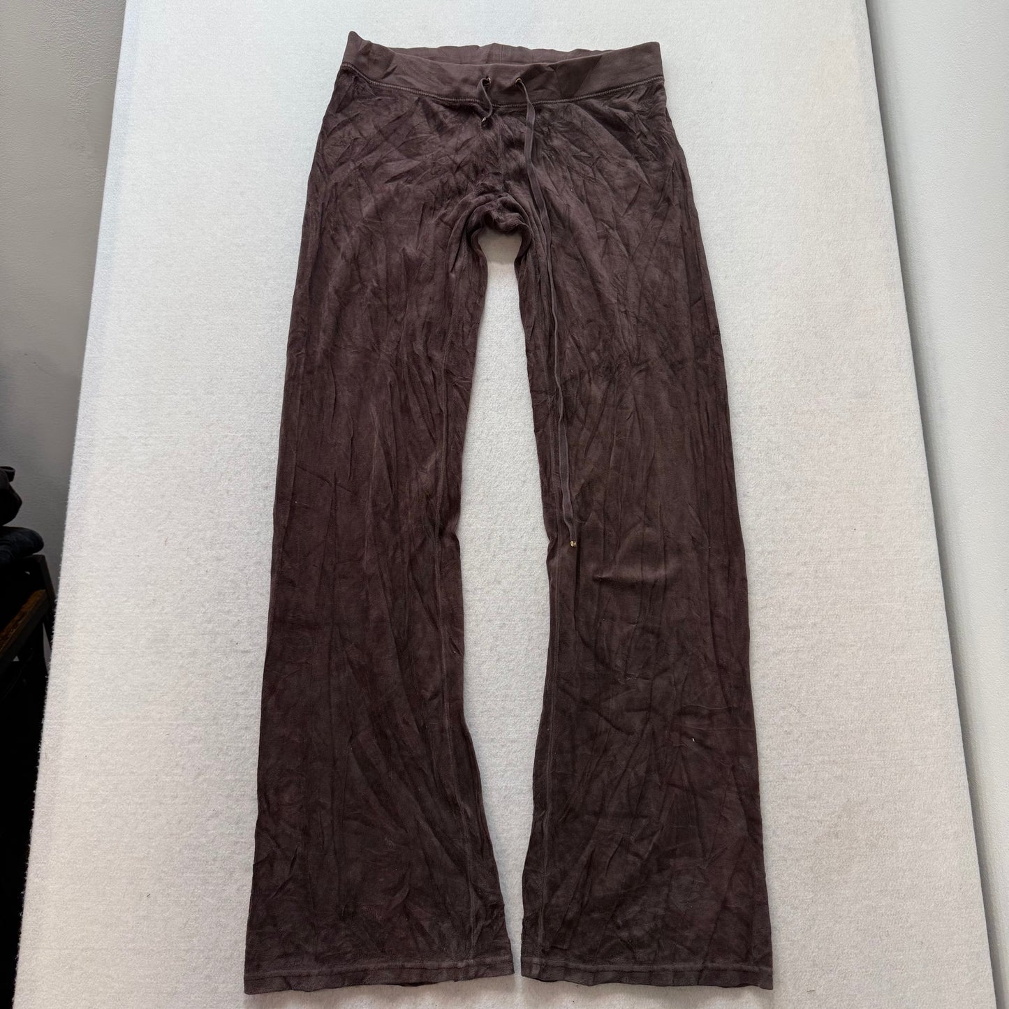 Juicy Couture Brown Velour Tracksuit Set Zip Up Hoodie & Flared Pant Y2K Size M