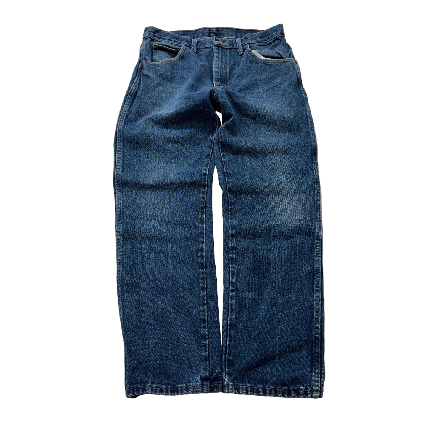 Rustler Men's Blue Denim Jeans Relaxed Fit Zip-Fly Pockets Classic Size 33x30