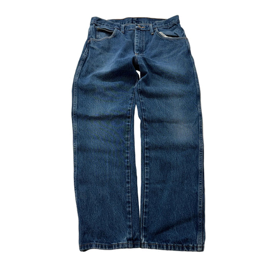 Rustler Men's Blue Denim Jeans Relaxed Fit Zip-Fly Pockets Classic Size 33x30