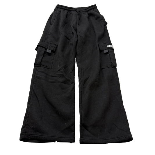 OR Supreme Fashionable Men Black Cargo Sweatpants Drawstring Pockets Wide Size M
