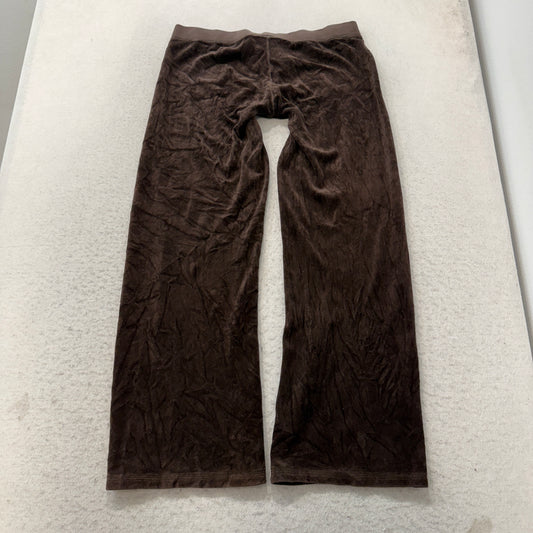 Vintage Juicy Couture Women's Brown Velour Flared Track Pants Drawstring Size S